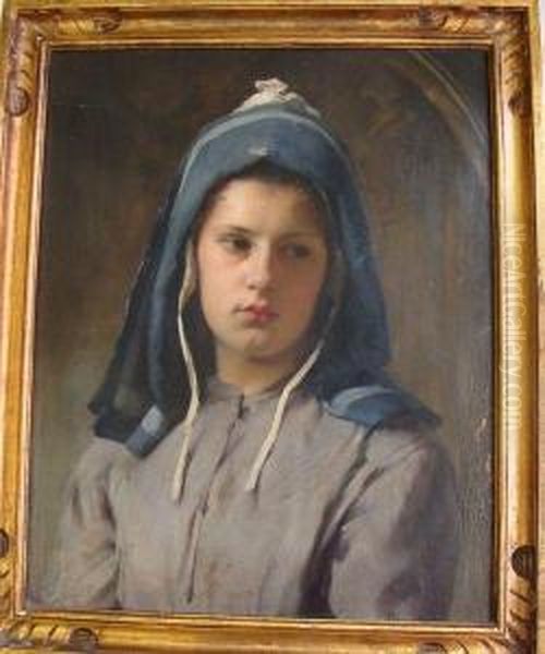 Portrait De Jeune Femme Au Fichu Bleu - view 1