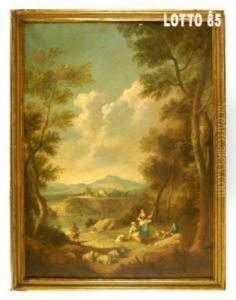 Paesaggio Con Pastorelle by Domenico Pecchio