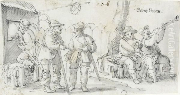 Soldiers Outside A Tavern - view 1