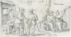 Soldiers Outside A Tavern by Georg Pecham