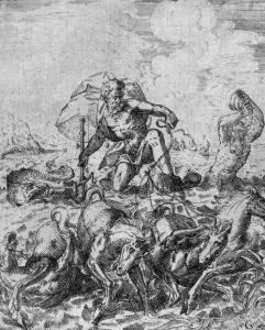 Neptun Auf Seinem Von Seepferden Gezogenen Wagen by Georg Pecham