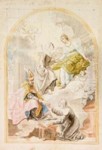 Sant'orsola, La Beata Angela E Sant'agostino Che Da La Regola A Una Religiosa by Laurent Pecheux