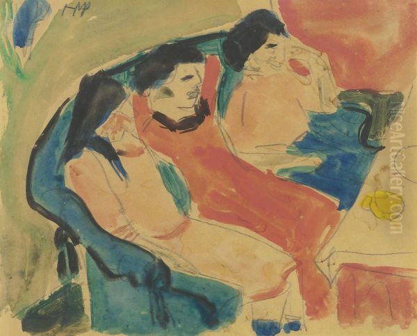 Drei Madchen Auf Dem Sofa (three Girls Seated On A Sofa) - view 1