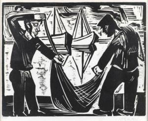 Zwei Fischer Mit Netz by Hermann Max Pechstein