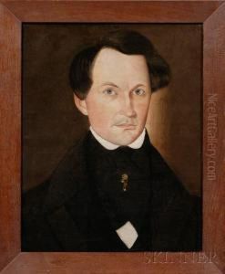 Portrait Of A Gentleman With Blue Eyes. by Sheldon Peck