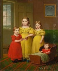 Portrait Of The Children Of Oliver Adams by Robert Deacon Peckham
