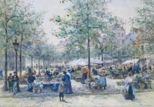La Place Du Marche by Alphonse Pecquereau