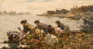 Les Lavandieres by Charles Francois Pecrus