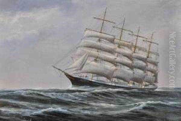 A 4-masted Sailing Ship "kopenhaun" Off The Coast - view 1