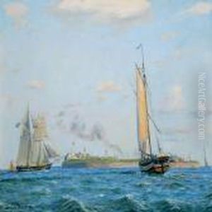 Trekroner With The Entrance To Copenhagen Harbor by Thorolf Pedersen