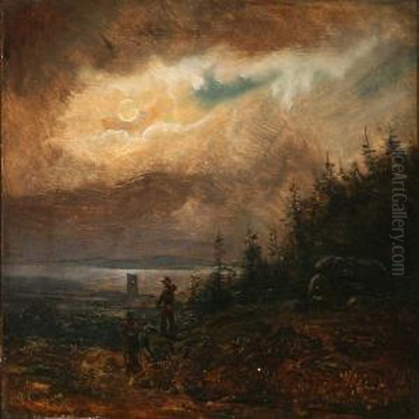 Evening Landscapewith Two Persons Walking - view 1