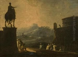 Paesaggio Con Soldati In Riposo E Statua Equestre