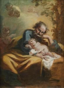 Saint Joseph Et L'enfant Jesus by Domenico Pedrini