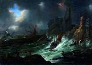 Scene De Sauvetage Sur Une Cote Rocheuse