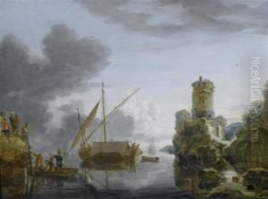 Marine Landscape With Tower And Fisher Folk. by Bonaventura, the Elder Peeters