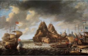 Segelschiffe Im Hafen Einer Sudlichenkuste by Bonaventura, the Elder Peeters