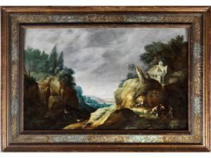 Felsige Landschaft Mit Schafern Felsige Landschaft Mit Schafern