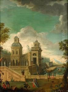 Elegant Sallskap Framfor Palats by Jacobus Peeters