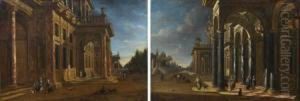 Elegants Devant Un Palais Classique by Jacobus Balthasar Peeters