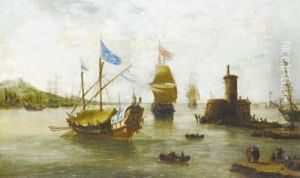 Shipping Approaching A Harbour In A Calm Shipping Approaching A Harbour In A Calm