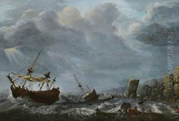 Seesturm Mit Schiffbruchigen - view 1