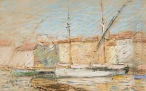 Tartanes Dans Le Port De Saint-tropez by Auguste Pegurier