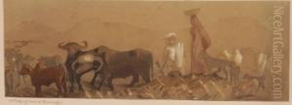 Cattle Going Home At Bhownaggur - view 1