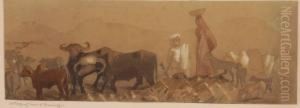 Cattle Going Home At Bhownaggur by James Braithwaite Peile