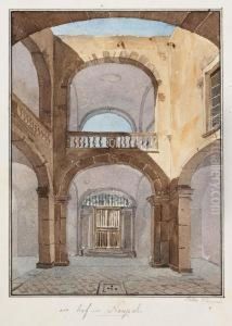 2 Bll.: Hof In Neapel. Ornamentstudie by Friedrich Eugen Peipers
