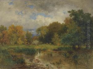 River Landscape Near Lundenburg by Eduard Peithner Von Lichtenfels
