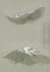 Twomountain Studies On One Sheet. by Eduard Peithner Von Lichtenfels