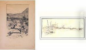 A Stairway Leading Up The Valley; Also 2 Watercolors By Other Hands (3)