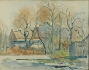 Pejzaz Wiejski Z Zabudowaniami by Leonard Pekalski