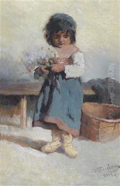 Girl With Bunch Of Flowers - view 1