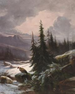 Bird Of Prey In A Winter Landscape