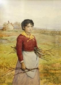 Portrait Of A Young Girl Collecting Firewood