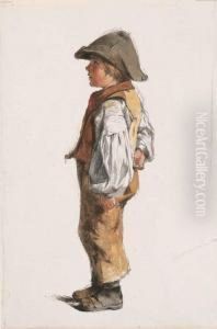 Portrait Of A Boy In A Brown Hat by James Pelham