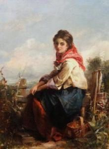 A Lady Resting By A Stile by Thomas Kent Pelham