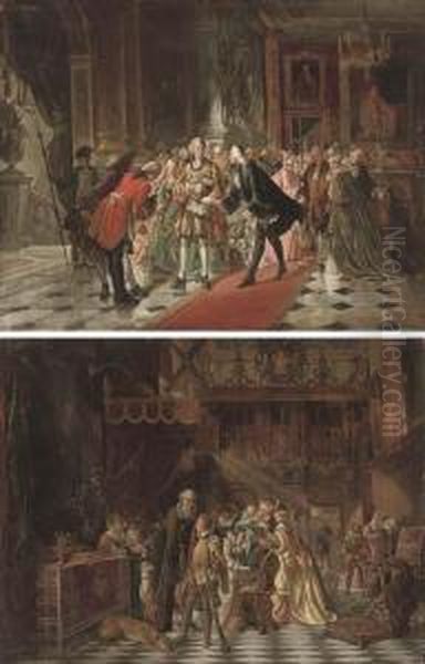The Court Of The Young Louis Iii; And A Palace Interior With A Courtier Giving A Petition - view 1