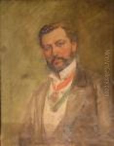 "portrait D'homme Aux Decorations" Huile Surtoile, Non Signee 55 X 64 Cm