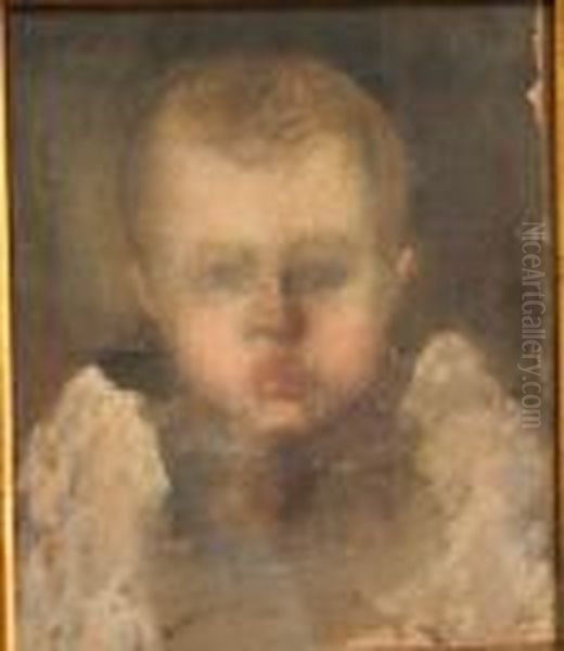 "portrait D'enfant" Huile Sur Toile, Non Signee 32x 28 Cm - view 1