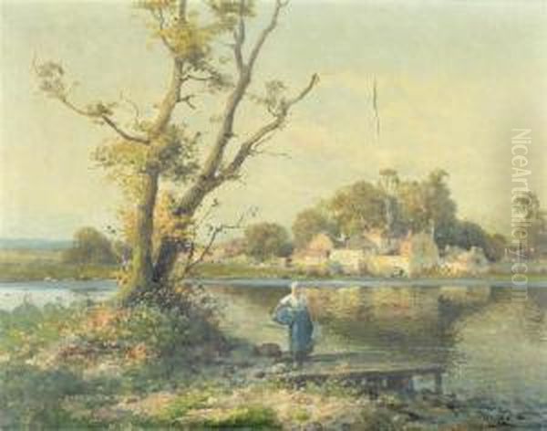Laundress By A River - view 1