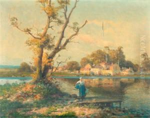 Wascherin Am Fluss. by P. Pelletier