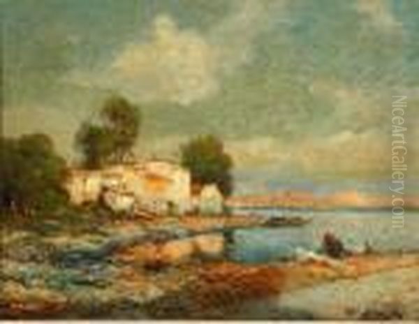 Washerwoman At A River's Edge - view 1