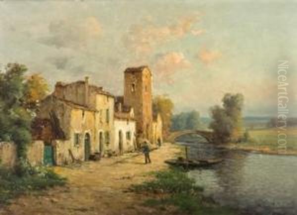 Riviere Du Midi Avec Barques, Encadree De Maisons Et Riviere Dumidi Avec Rue De Village - view 1