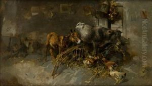 Animali In Un Interno Rustico by Tito Pellicciotti