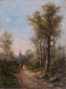 Chemin Vers L'eglise by Leon Germain Pelouse