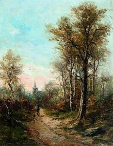 Chemin Vers L'eglise. by Leon Germain Pelouse