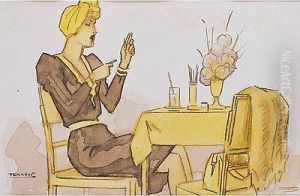 "dama Sentada En Un Cafe" by Rafael Penagos Zalabardo
