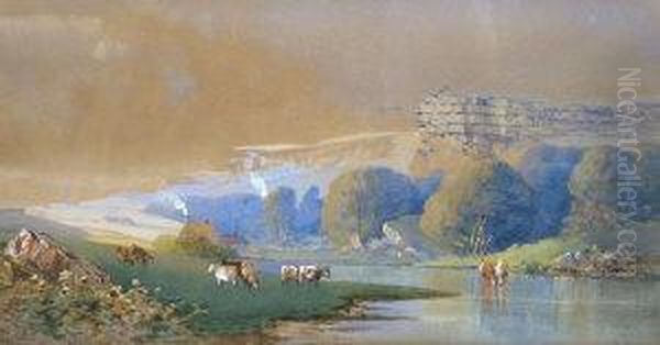 Cattle Grazing By A River - view 1